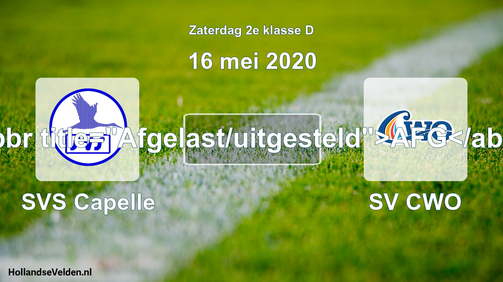 Scheduled Match: SVS Capelle - SV CWO (16 May 2020)