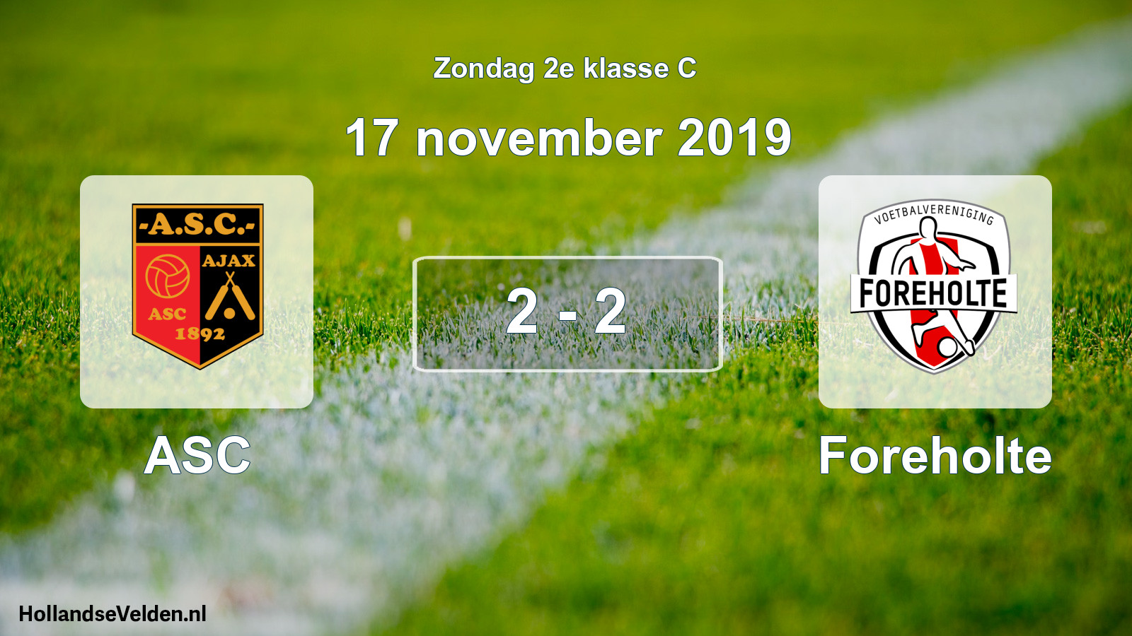 Total number of matches played: ASC - Foreholte 2 - 2 (17 November 2019)