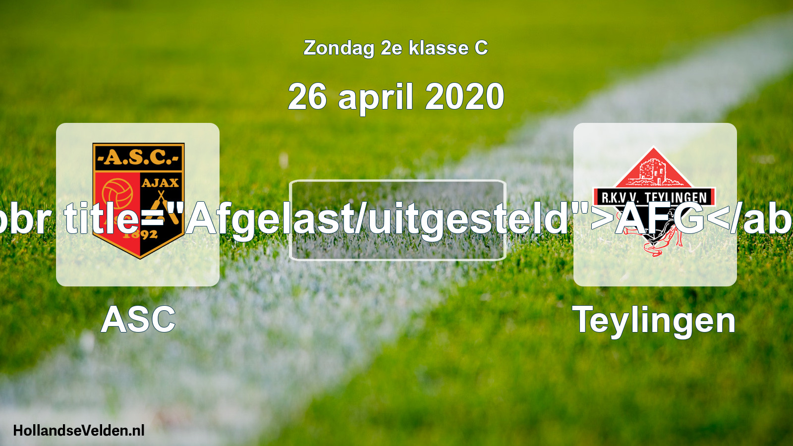 Scheduled Match: ASC - Teylingen (26 April 2020)
