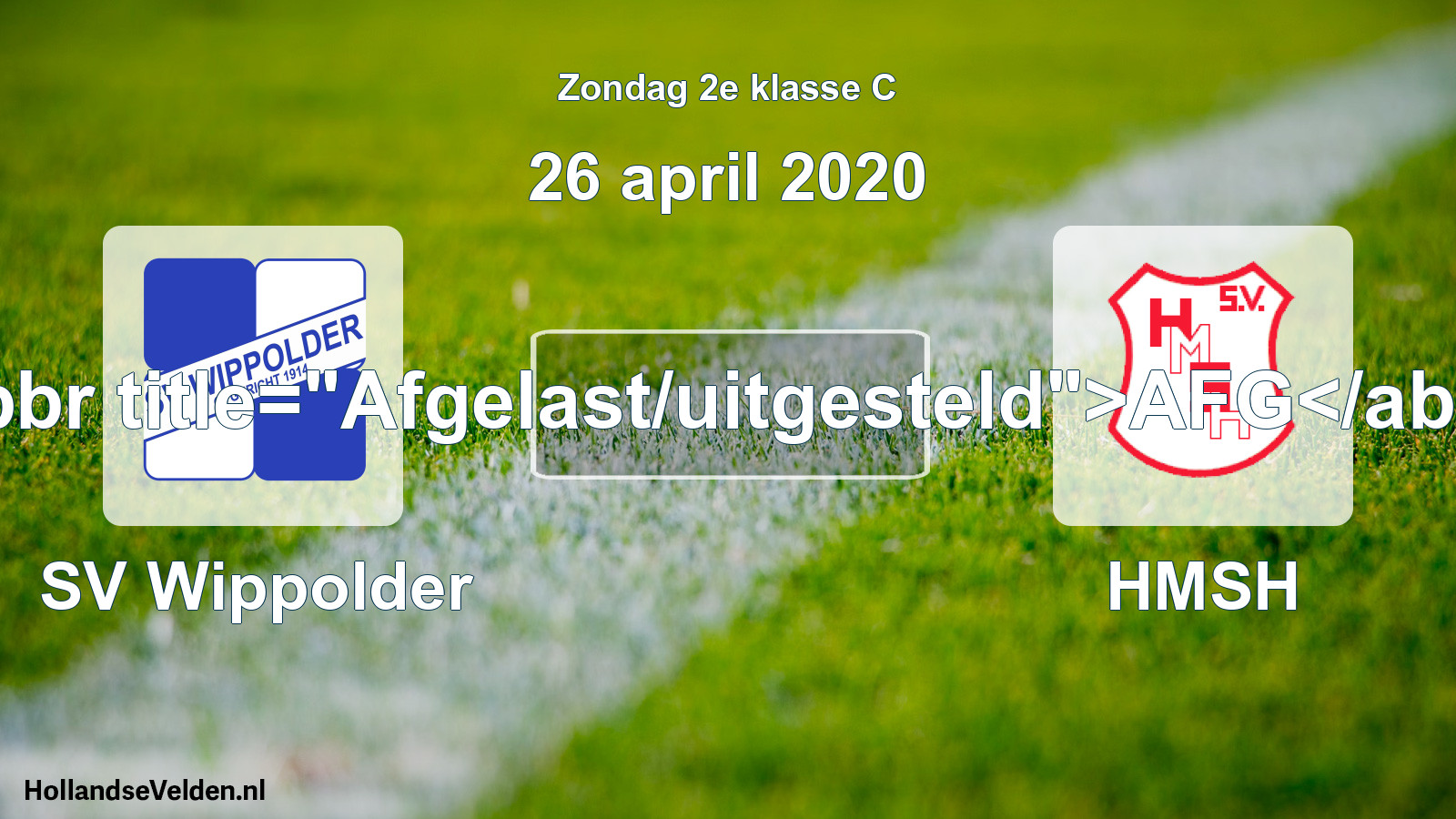Scheduled Match: SV Wippolder - HMSH (26 April 2020)