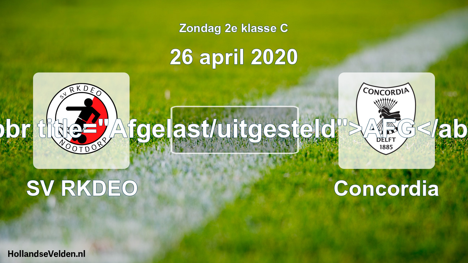 Scheduled Match: SV RKDEO - Concordia (26 April 2020)