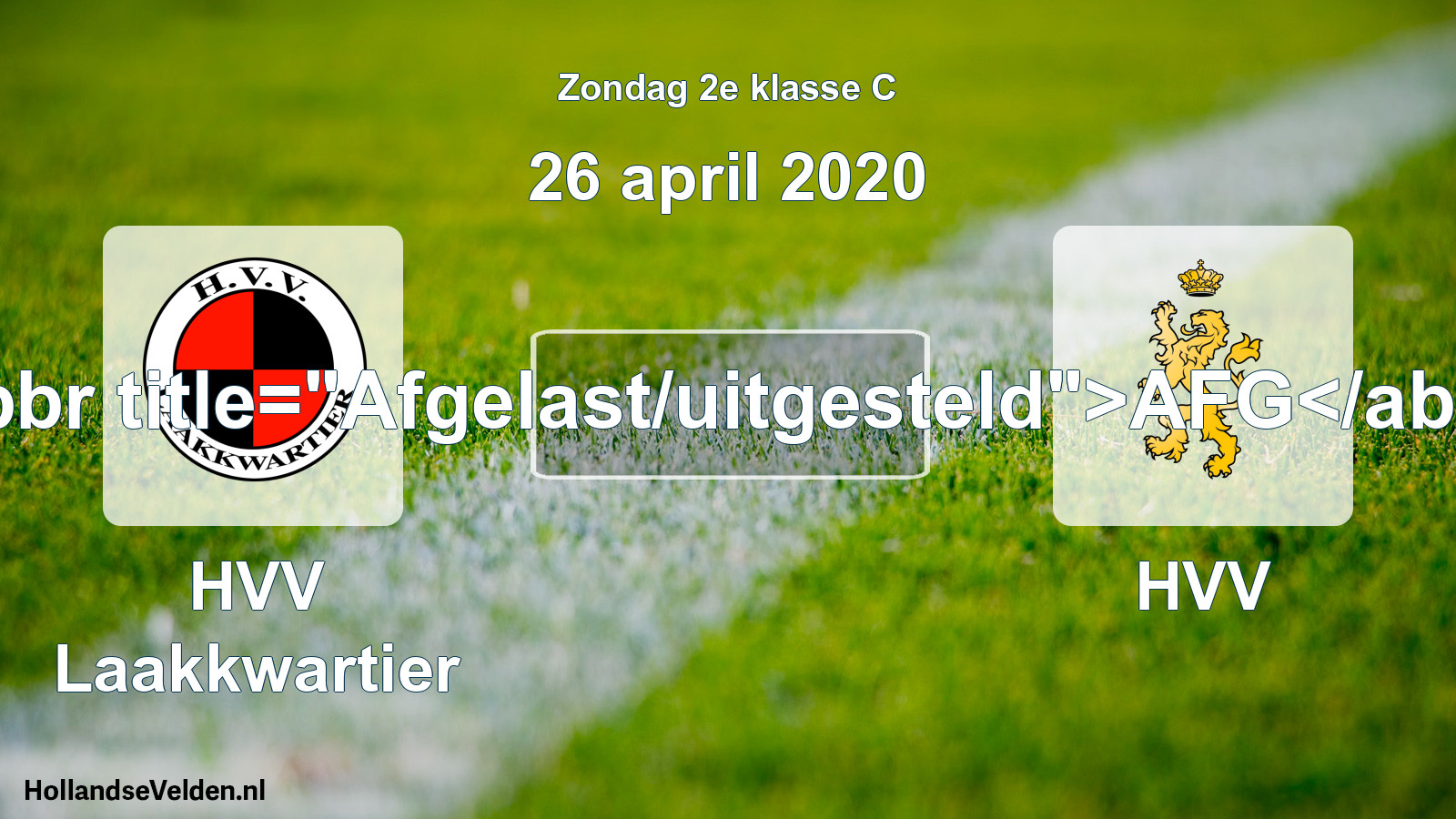 Scheduled Match: HVV Laakkwartier - HVV (26 April 2020)