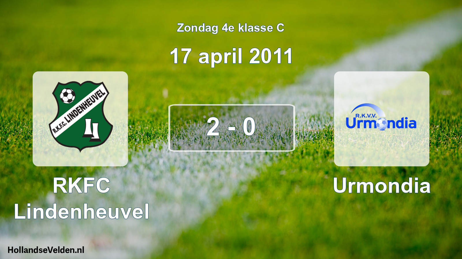 Total number of matches played: RKFC Lindenheuvel - Urmondia 2 - 0 (17 April 2011)