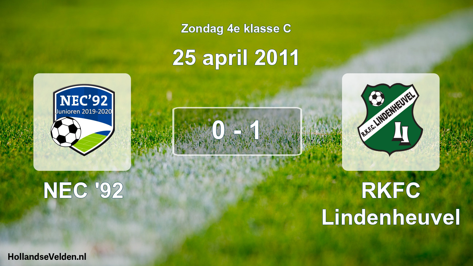 Total number of matches played: NEC '92 - RKFC Lindenheuvel 0 - 1 (25 April 2011)