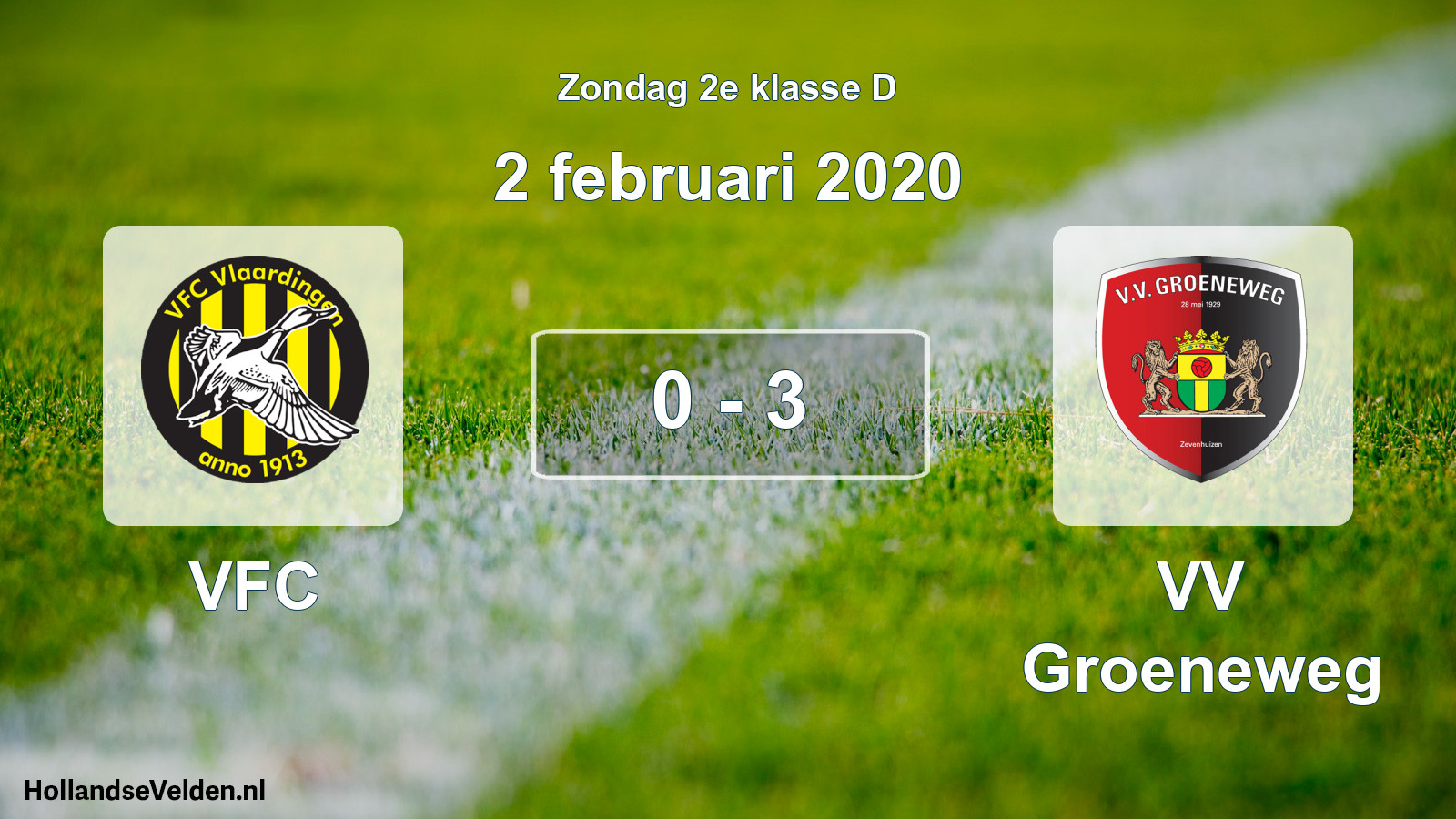 Total number of matches played: VFC - VV Groeneweg 0 - 3 (2 February 2020)