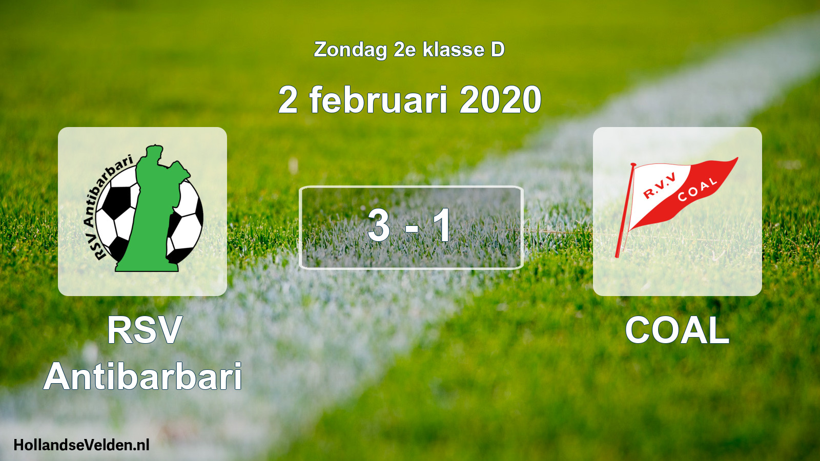 Total number of matches played: RSV Antibarbari - COAL 3 - 1 (2 February 2020)