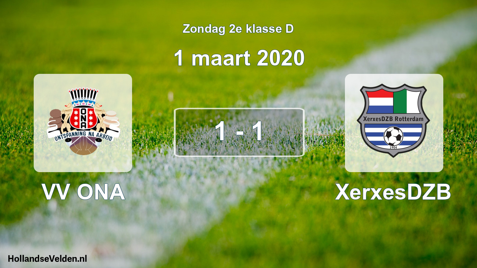 Total number of matches played: VV ONA - XerxesDZB 1 - 1 (1 March 2020)
