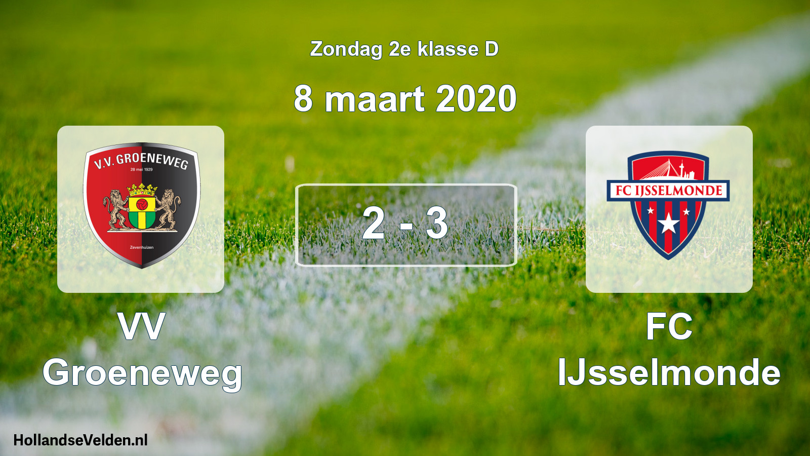 Total number of matches played: VV Groeneweg - FC IJsselmonde 2 - 3 (8 March 2020)