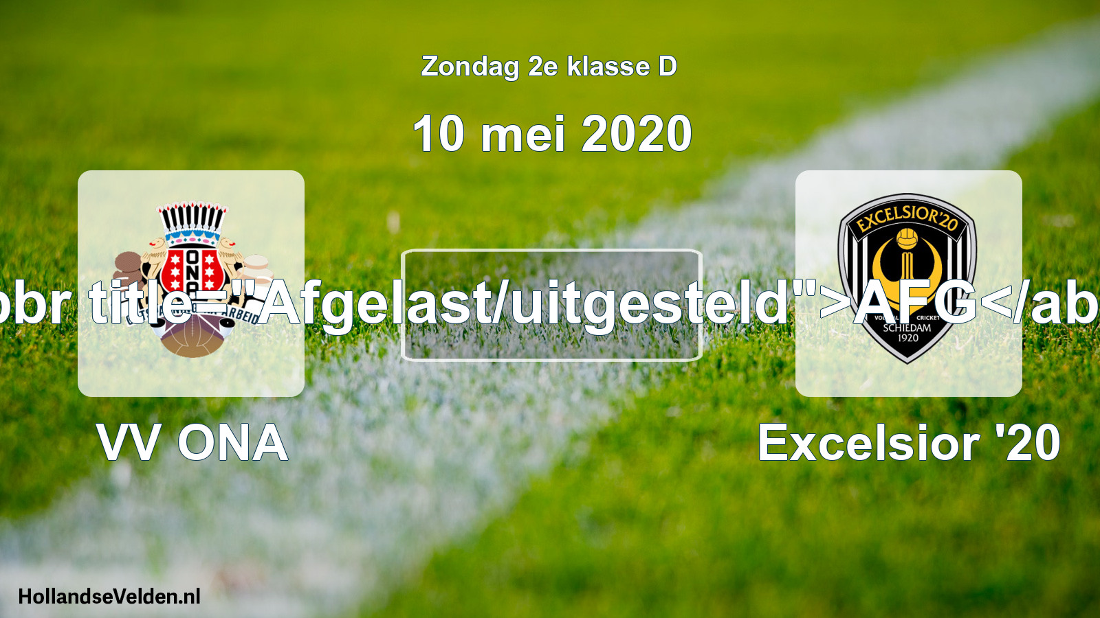 Scheduled Match: VV ONA - Excelsior '20 (10 May 2020)