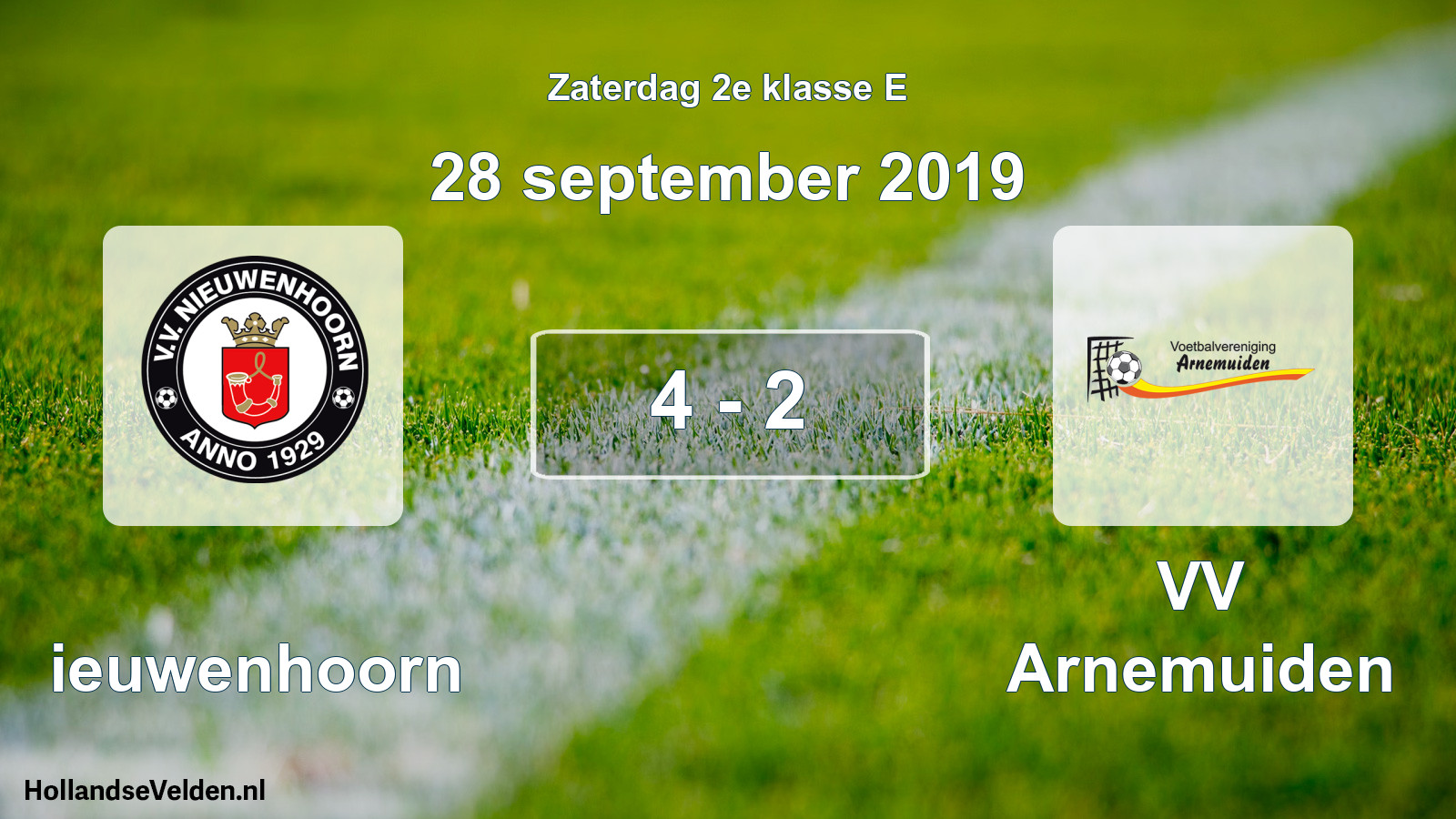 Total number of matches played: Nieuwenhoorn - VV Arnemuiden 4 - 2 (28 September 2019)