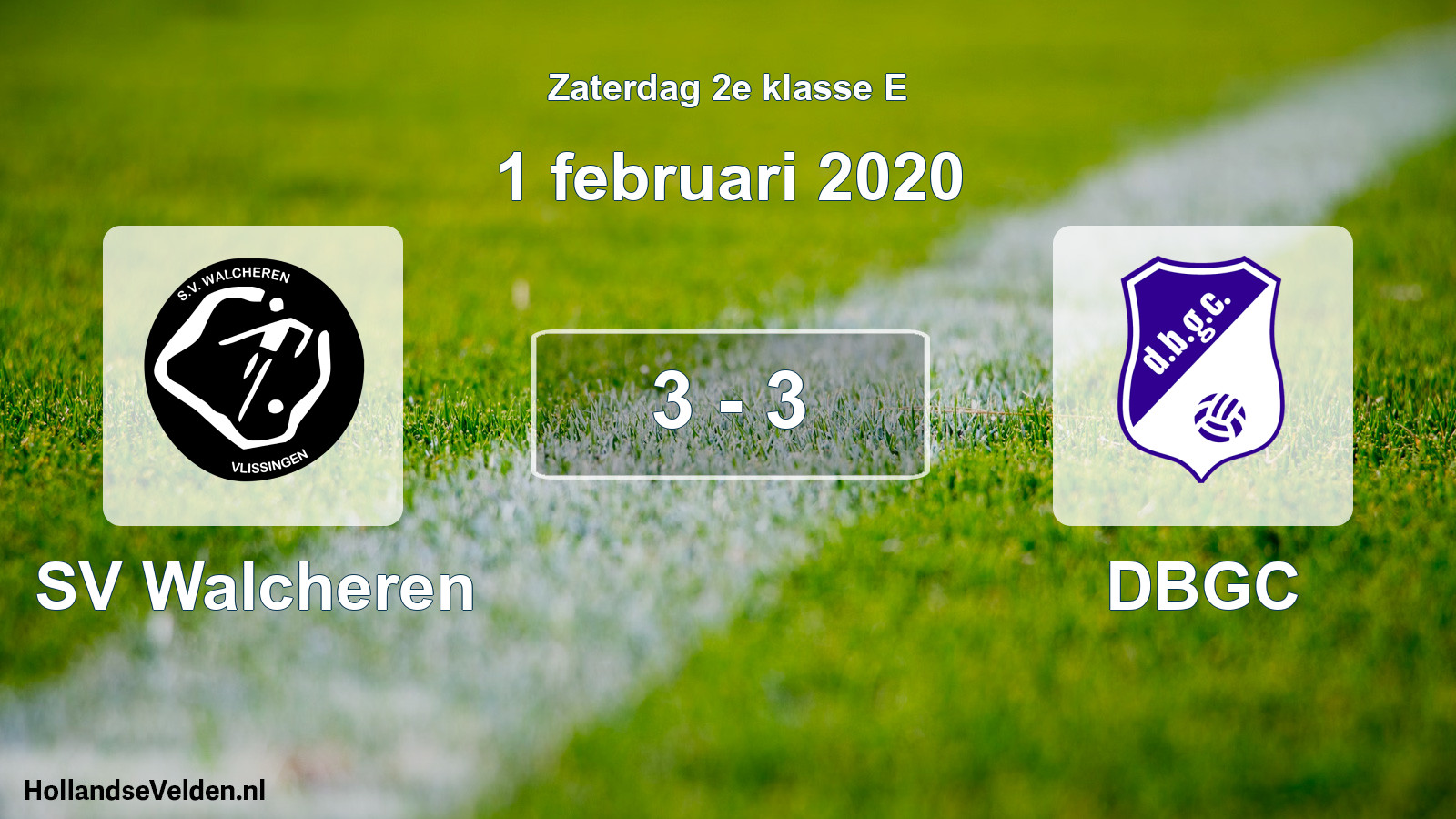 Total number of matches played: SV Walcheren - DBGC 3 - 3 (1 February 2020)