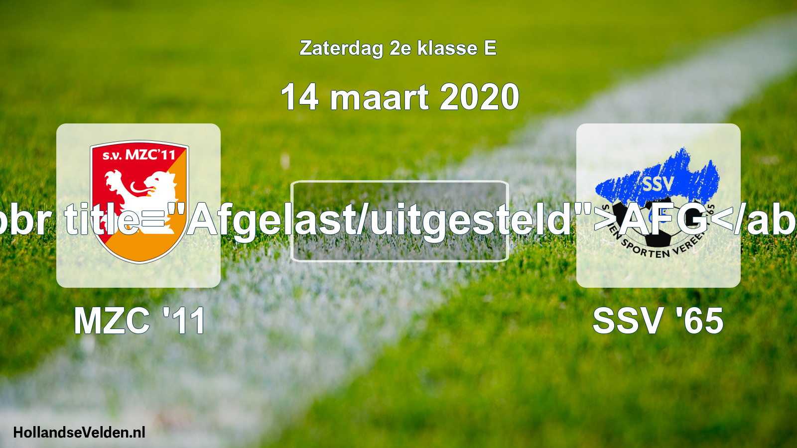 Scheduled Match: MZC '11 - SSV '65 (14 March 2020)