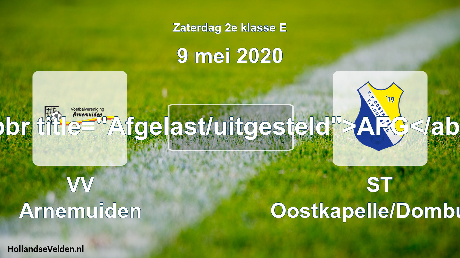 Scheduled Match: VV Arnemuiden - ST Oostkapelle/Domburg (9 May 2020)