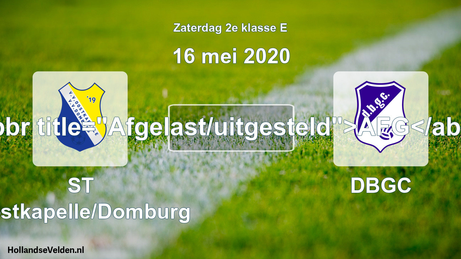 Scheduled Match: ST Oostkapelle/Domburg - DBGC (16 May 2020)