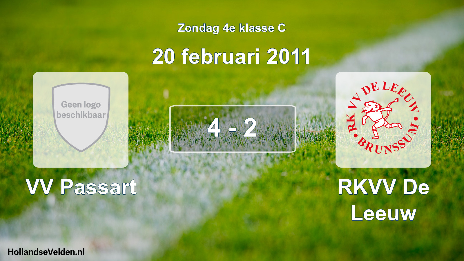 Total number of matches played: VV Passart - RKVV De Leeuw 4 - 2 (20 February 2011)