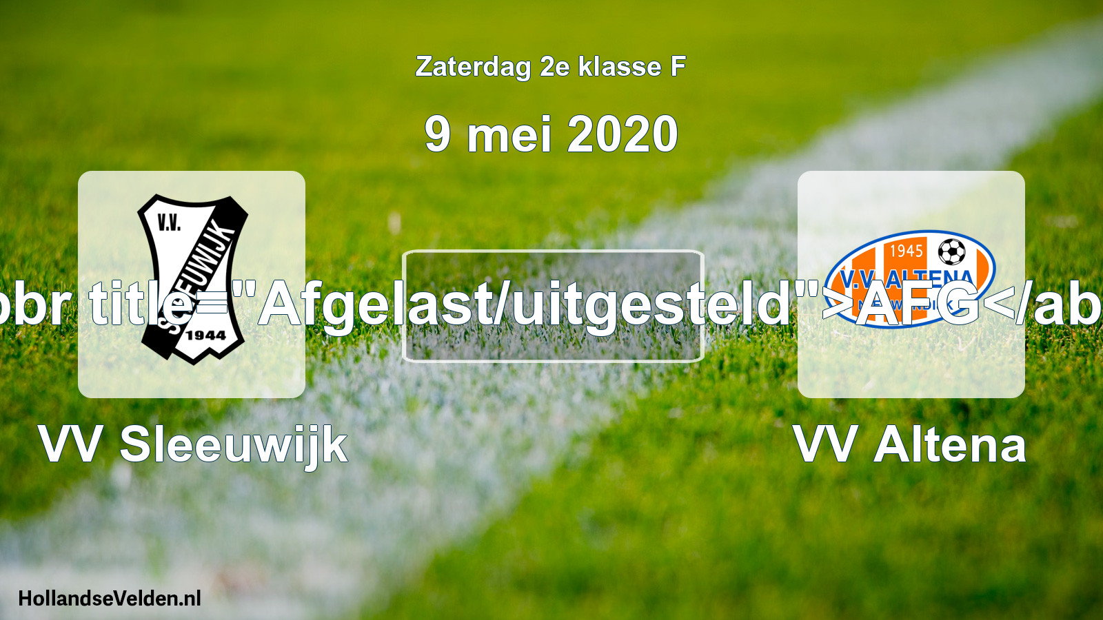 Scheduled Match: VV Sleeuwijk - VV Altena (9 May 2020)