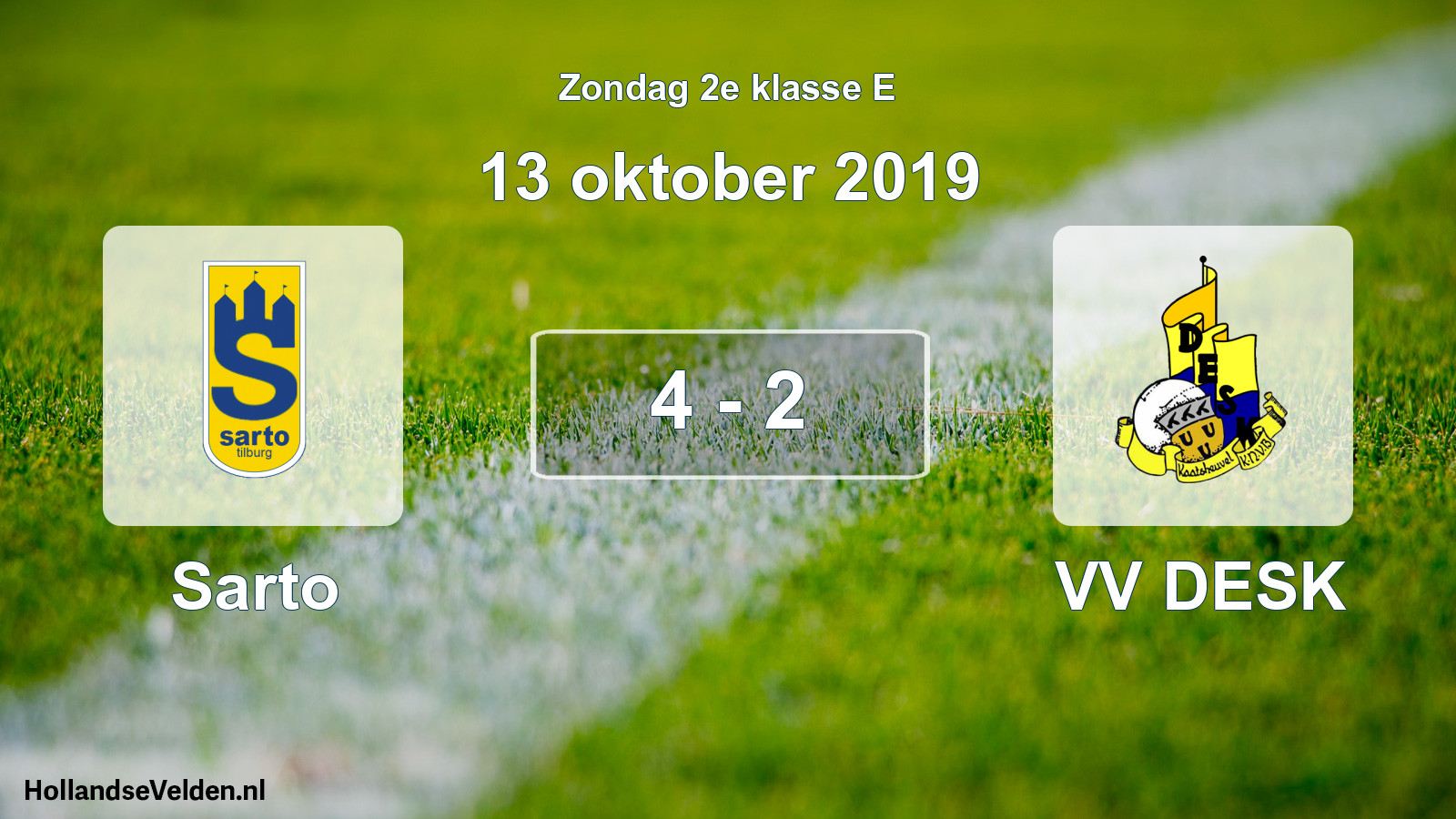 Total number of matches played: Sarto - VV DESK 4 - 2 (13 October 2019)