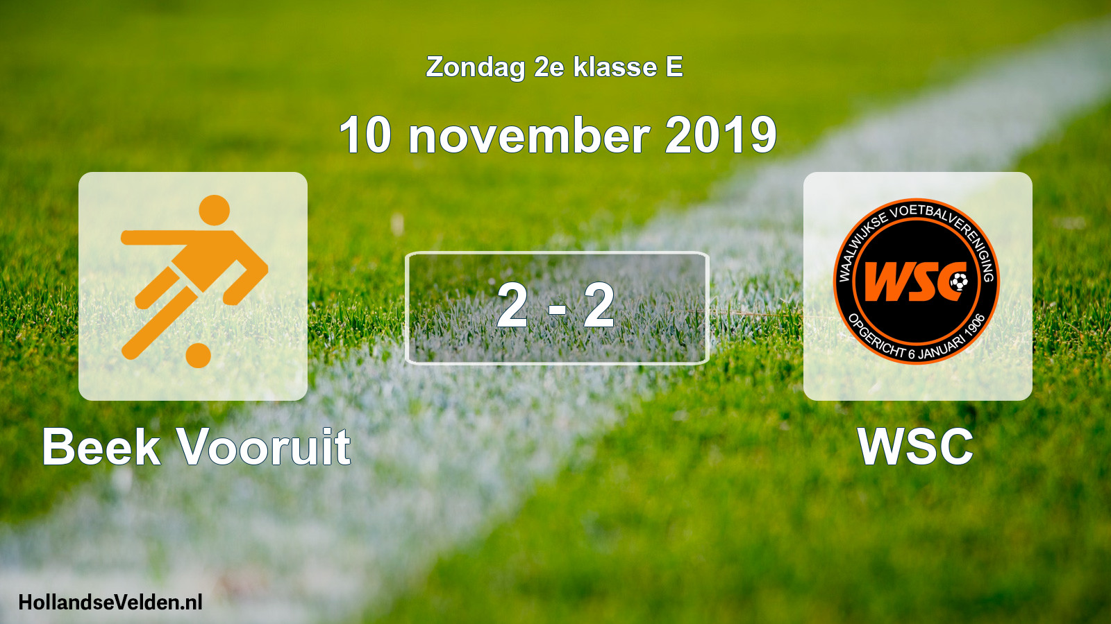 Total number of matches played: Beek Vooruit - WSC 2 - 2 (10 November 2019)