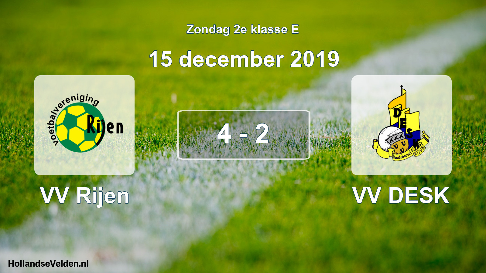 Total number of matches played: VV Rijen - VV DESK 4 - 2 (15 December 2019)