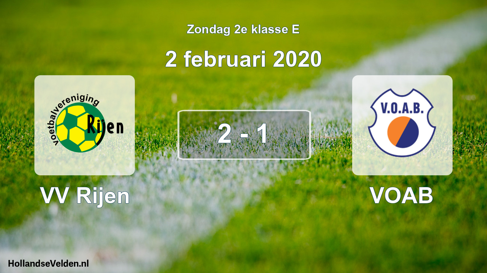 Total number of matches played: VV Rijen - VOAB 2 - 1 (2 February 2020)
