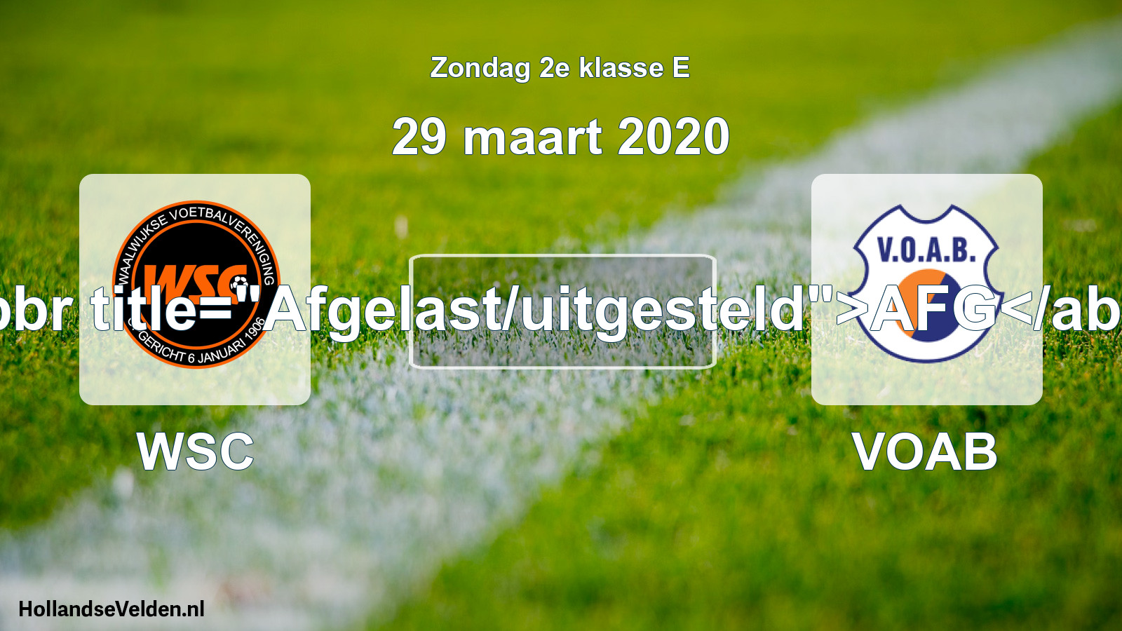 Scheduled Match: WSC - VOAB (29 March 2020)