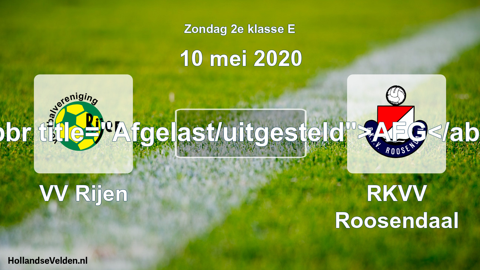 Scheduled Match: VV Rijen - RKVV Roosendaal (10 May 2020)