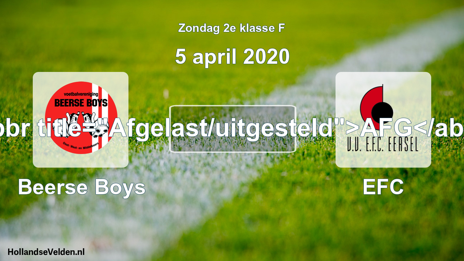 Scheduled Match: Beerse Boys - EFC (5 April 2020)