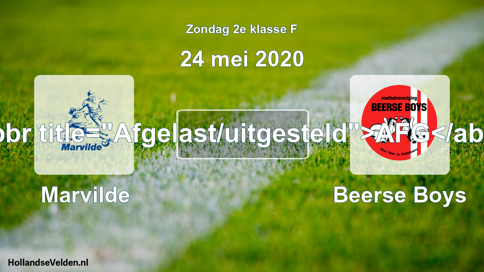 Scheduled Match: Marvilde - Beerse Boys (24 May 2020)