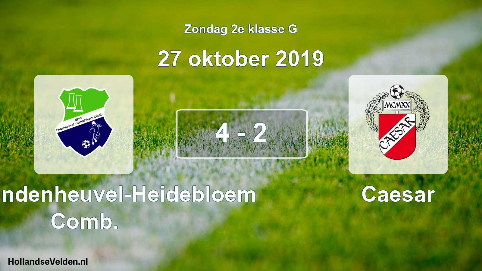 Total number of matches played: RKFC Lindenheuvel-Heidebloem Comb. - Caesar 4 - 2 (27 October 2019)