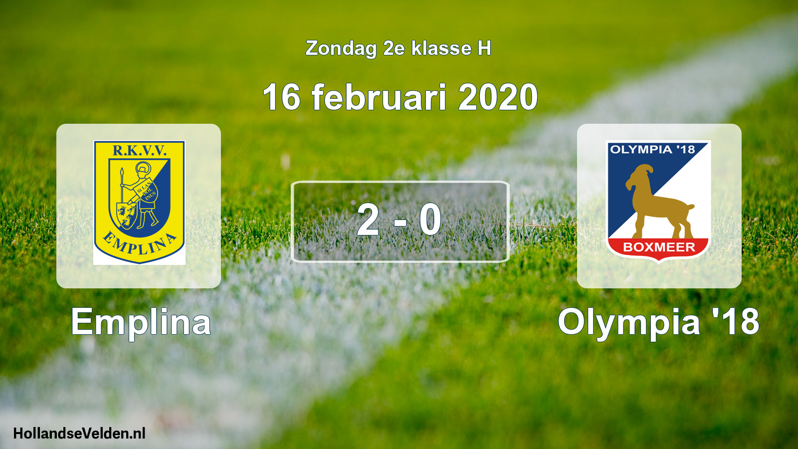 Total number of matches played: Emplina - Olympia '18 2 - 0 (16 February 2020)
