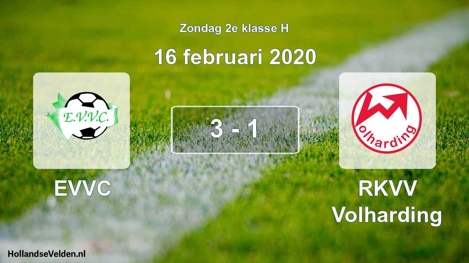Total number of matches played: EVVC - RKVV Volharding 3 - 1 (16 February 2020)