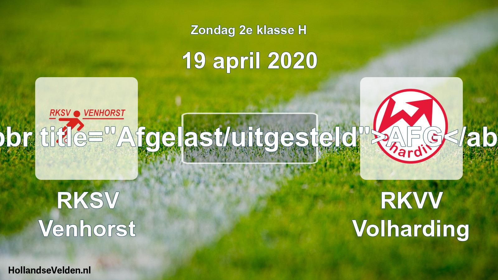 Scheduled Match: RKSV Venhorst - RKVV Volharding (19 April 2020)