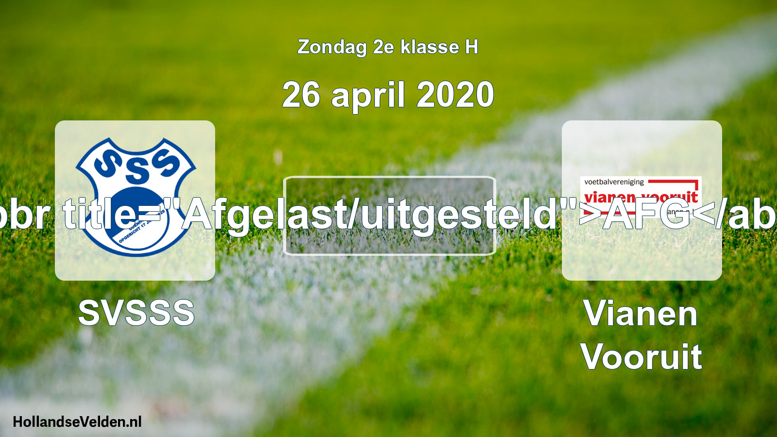 Scheduled Match: SVSSS - Vianen Vooruit (26 April 2020)