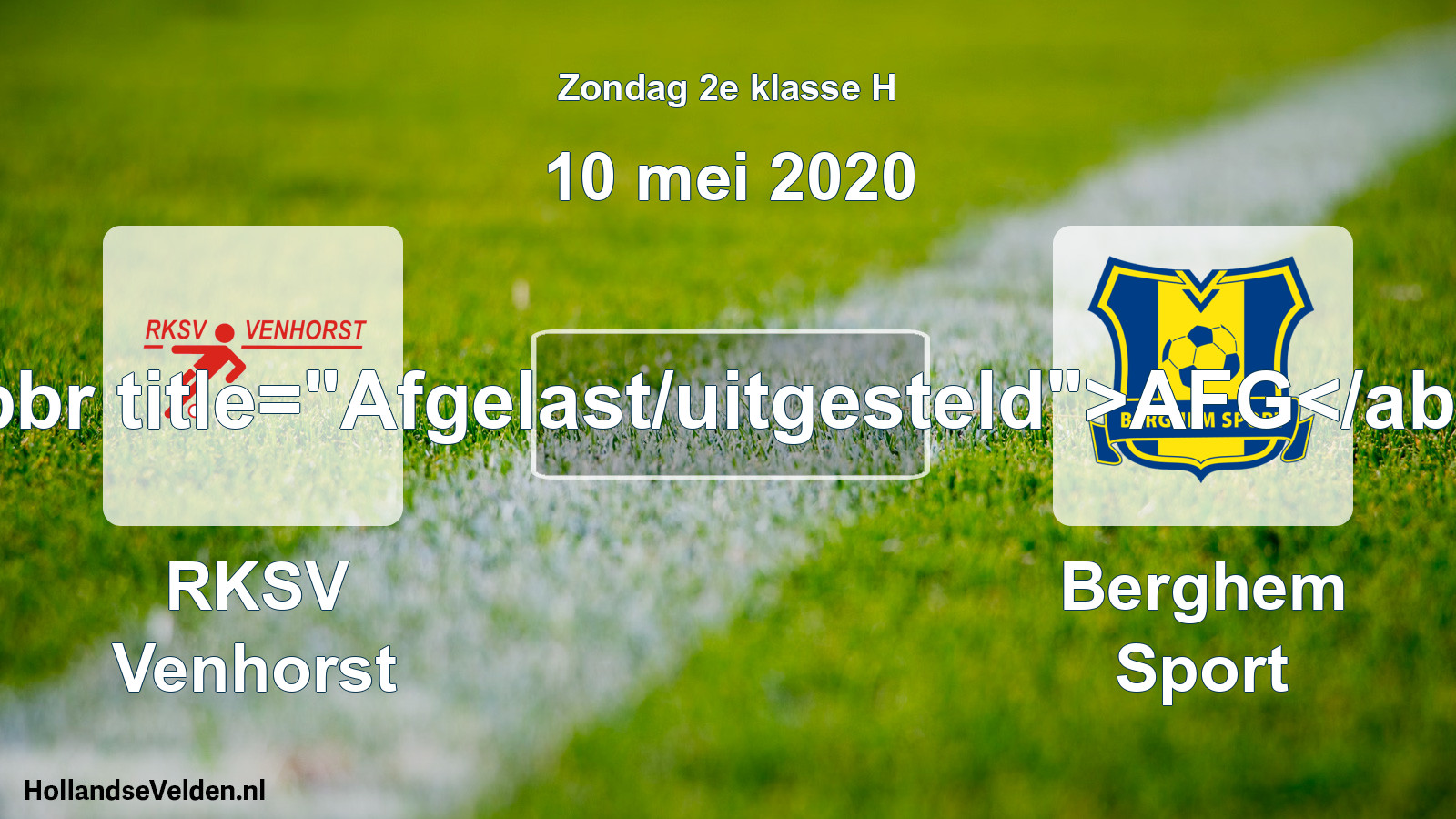 Scheduled Match: RKSV Venhorst - Berghem Sport (10 May 2020)