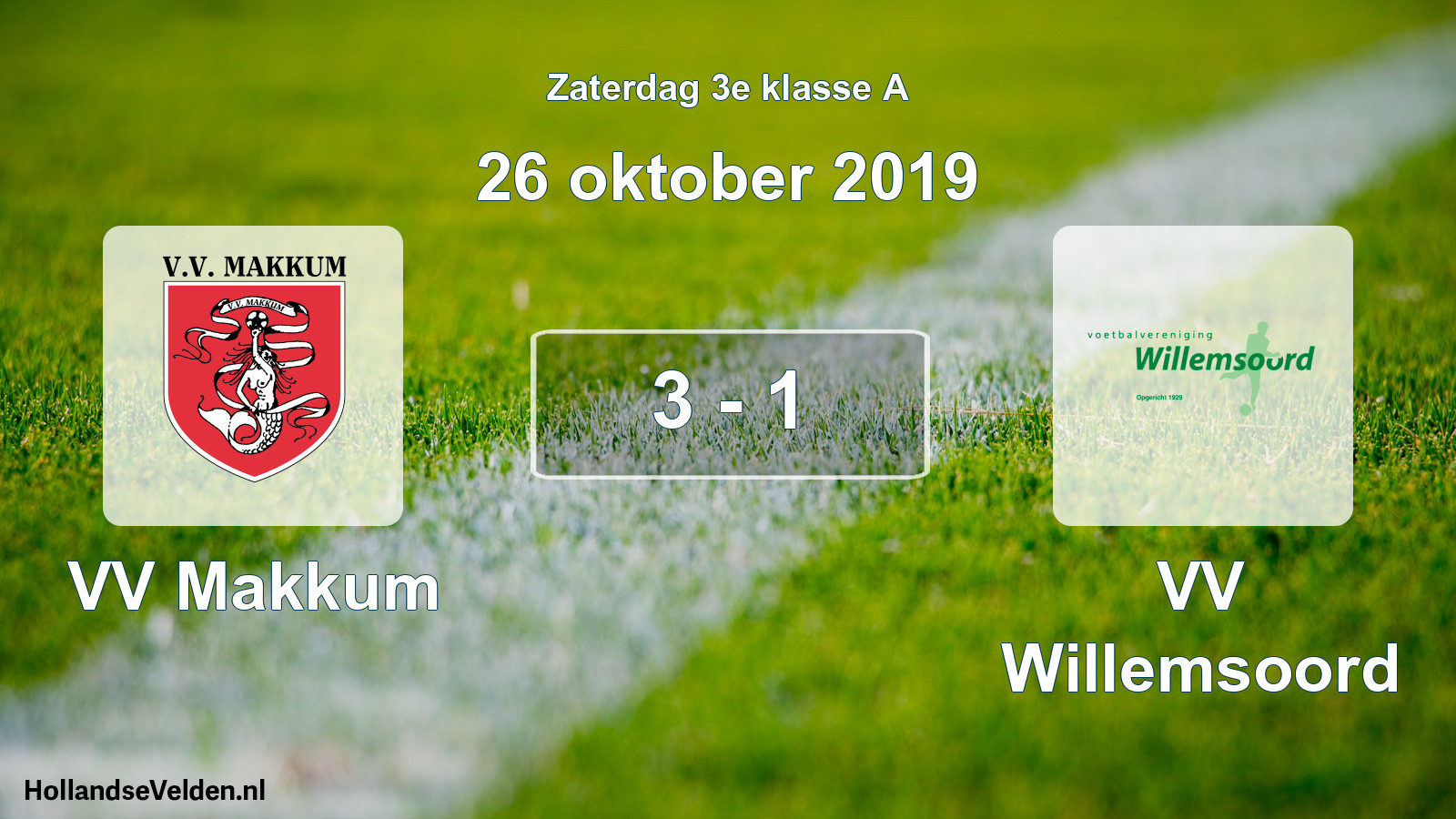 Total number of matches played: VV Makkum - VV Willemsoord 3 - 1 (26 October 2019)