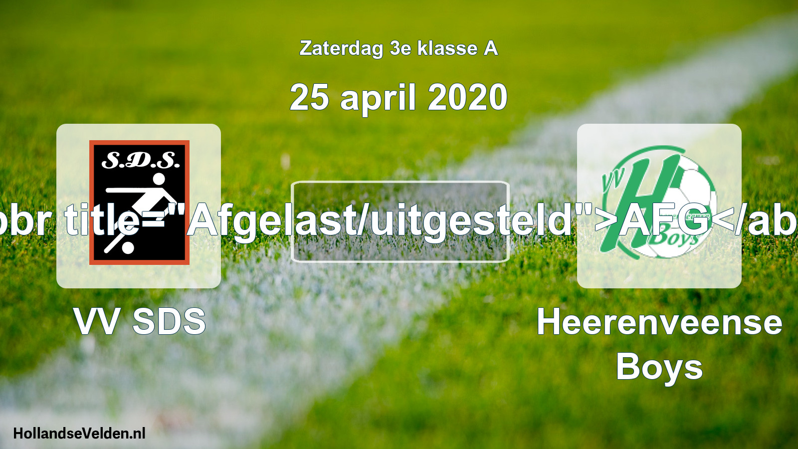 Scheduled Match: VV SDS - Heerenveense Boys (25 April 2020)