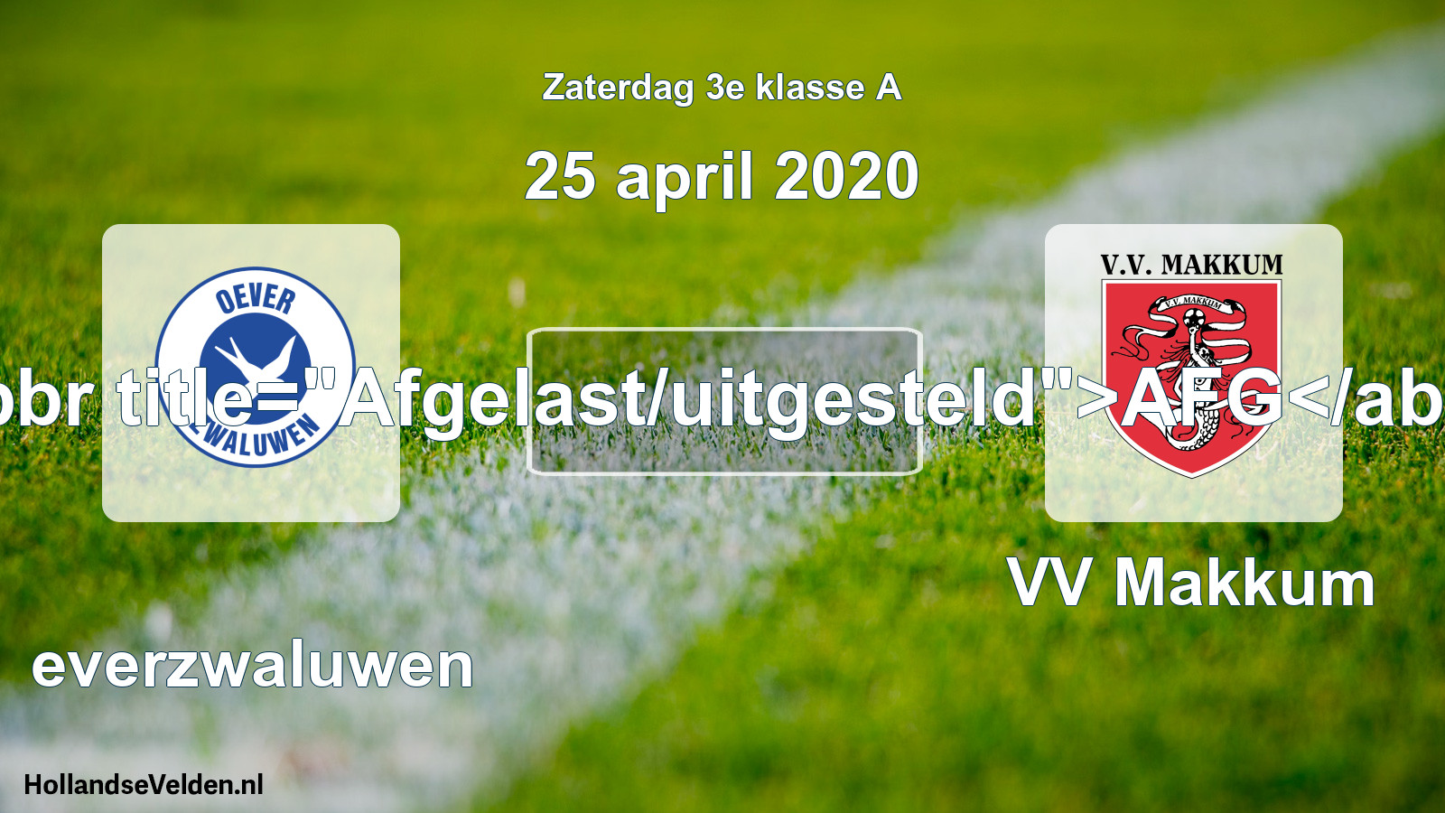 Scheduled Match: Oeverzwaluwen - VV Makkum (25 April 2020)