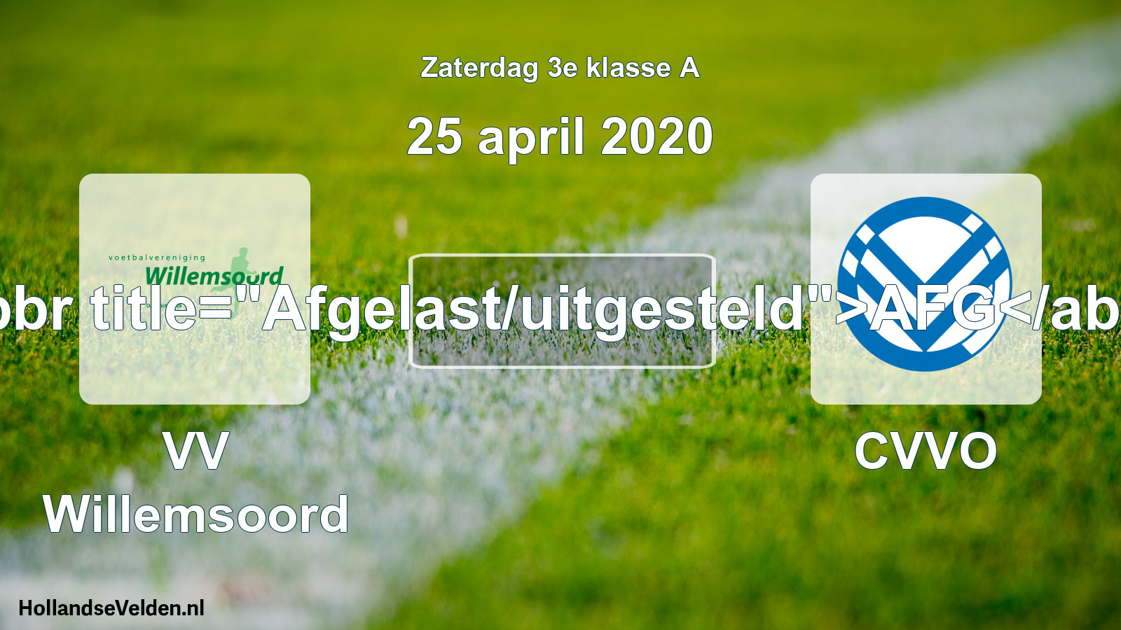 Scheduled Match: VV Willemsoord - CVVO (25 April 2020)