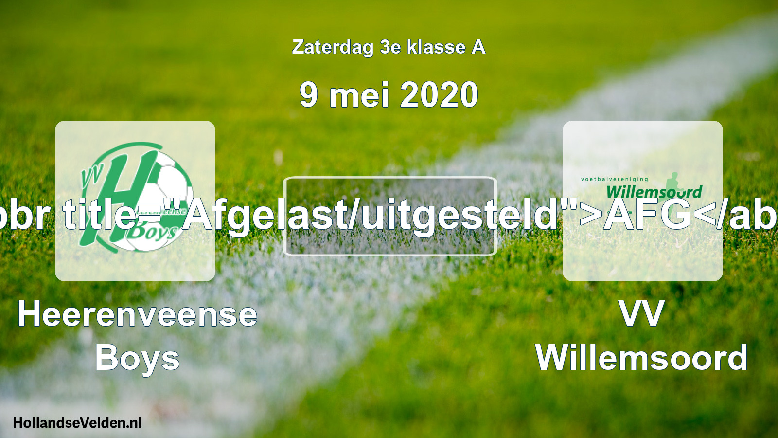 Scheduled Match: Heerenveense Boys - VV Willemsoord (9 May 2020)