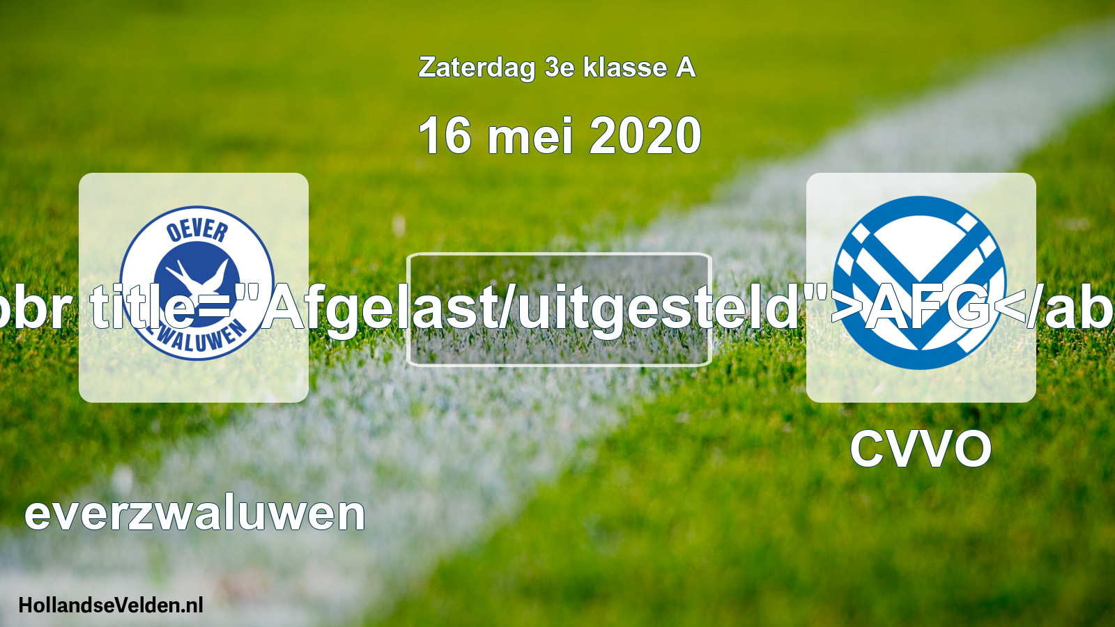 Scheduled Match: Oeverzwaluwen - CVVO (16 May 2020)