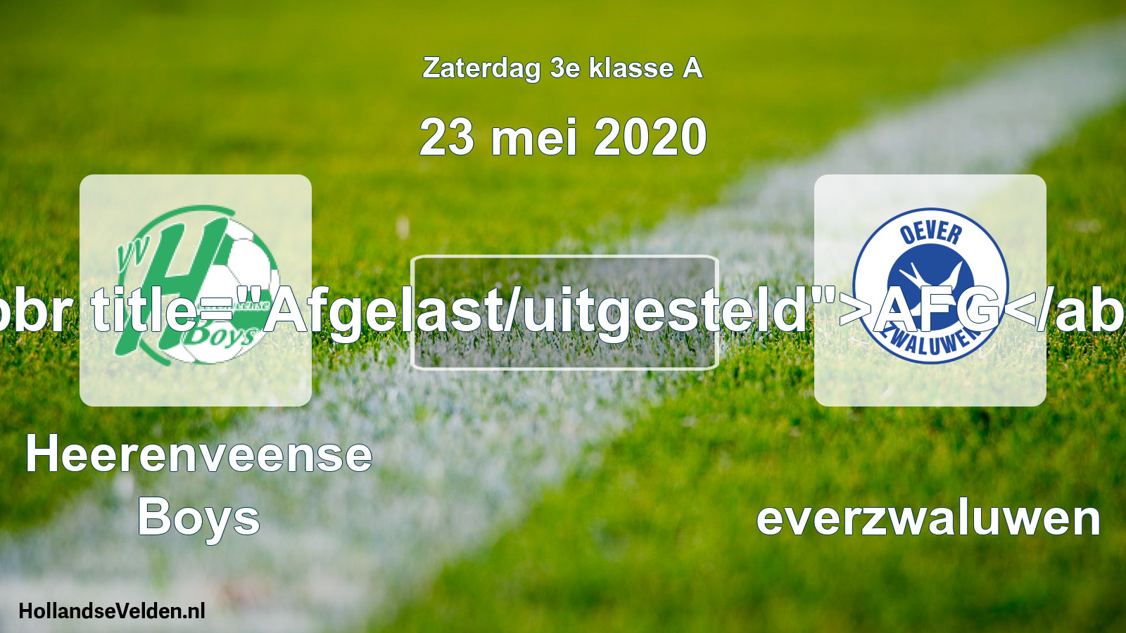 Scheduled Match: Heerenveense Boys - Oeverzwaluwen (23 May 2020)