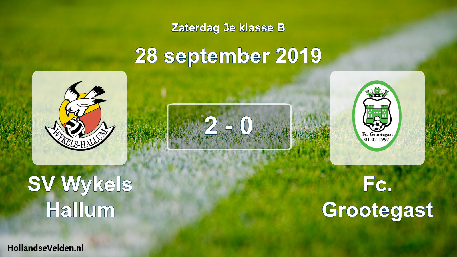 Total number of matches played: SV Wykels Hallum - Fc. Grootegast 2 - 0 (28 September 2019)