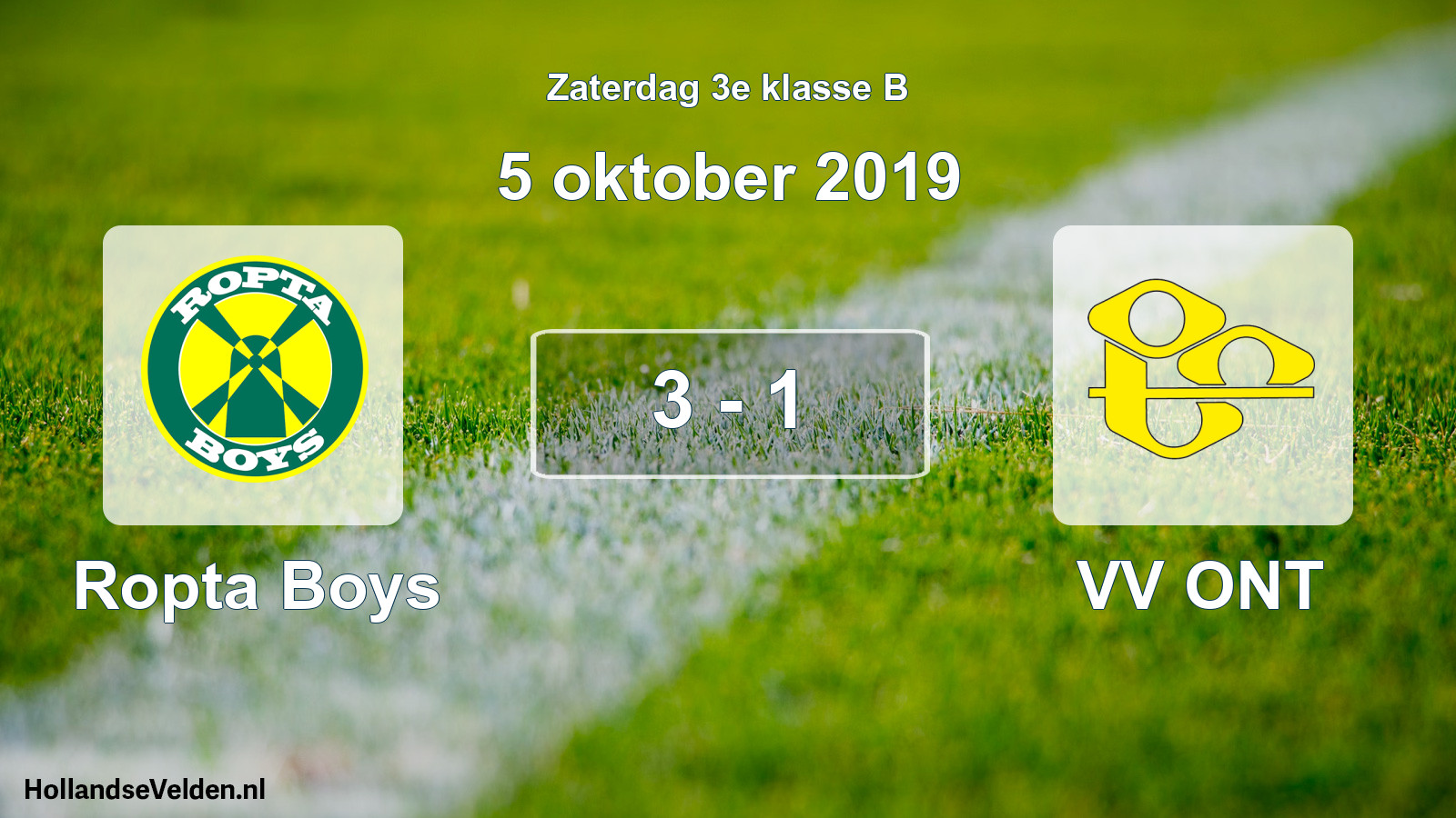 Total number of matches played: Ropta Boys - VV ONT 3 - 1 (5 October 2019)
