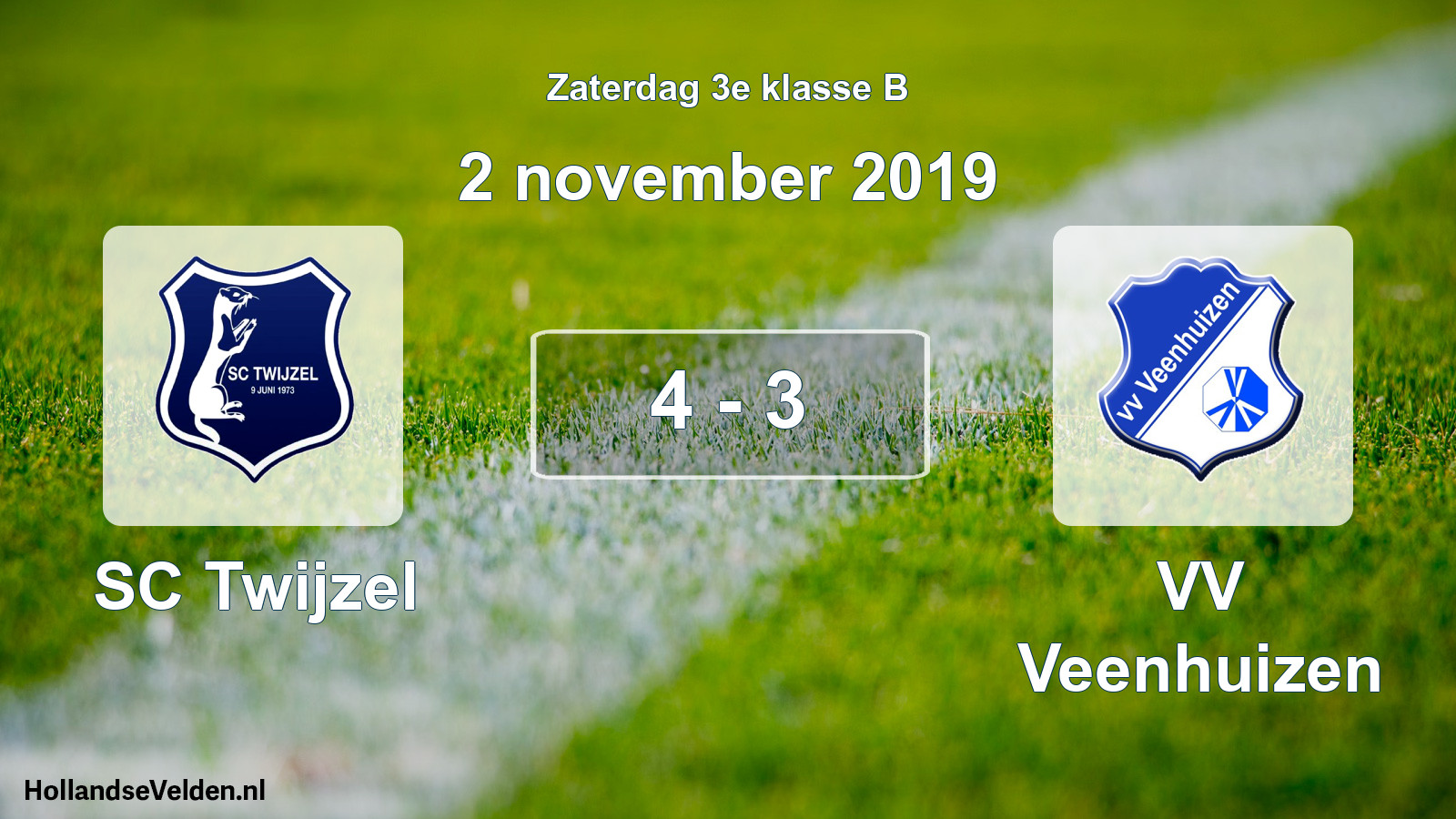 Total number of matches played: SC Twijzel - VV Veenhuizen 4 - 3 (2 November 2019)