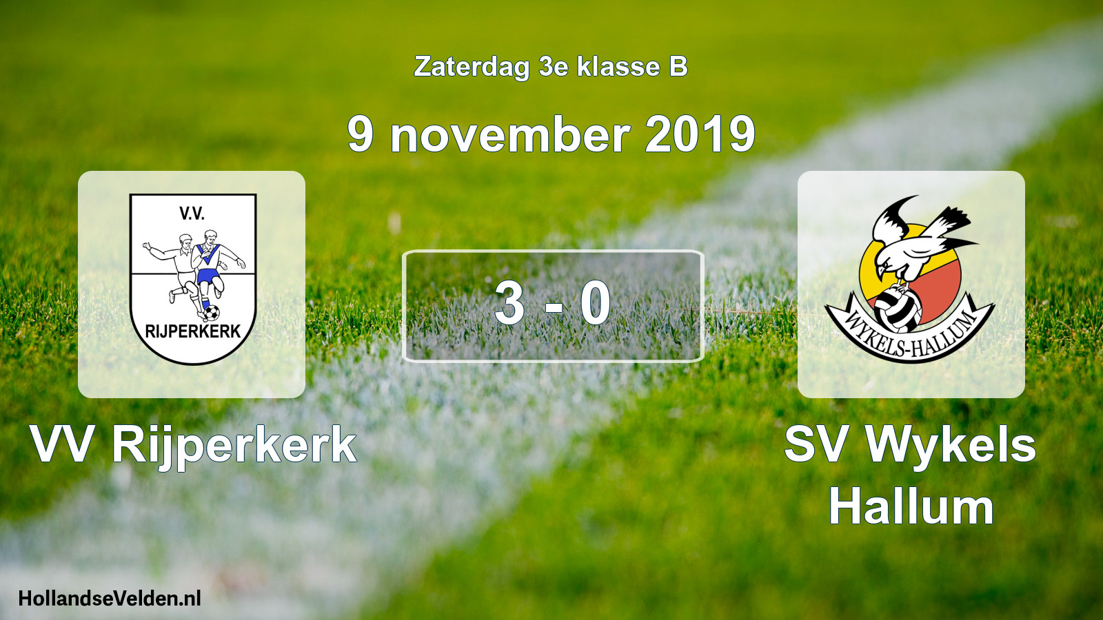 Total number of matches played: VV Rijperkerk - SV Wykels Hallum 3 - 0 (9 November 2019)