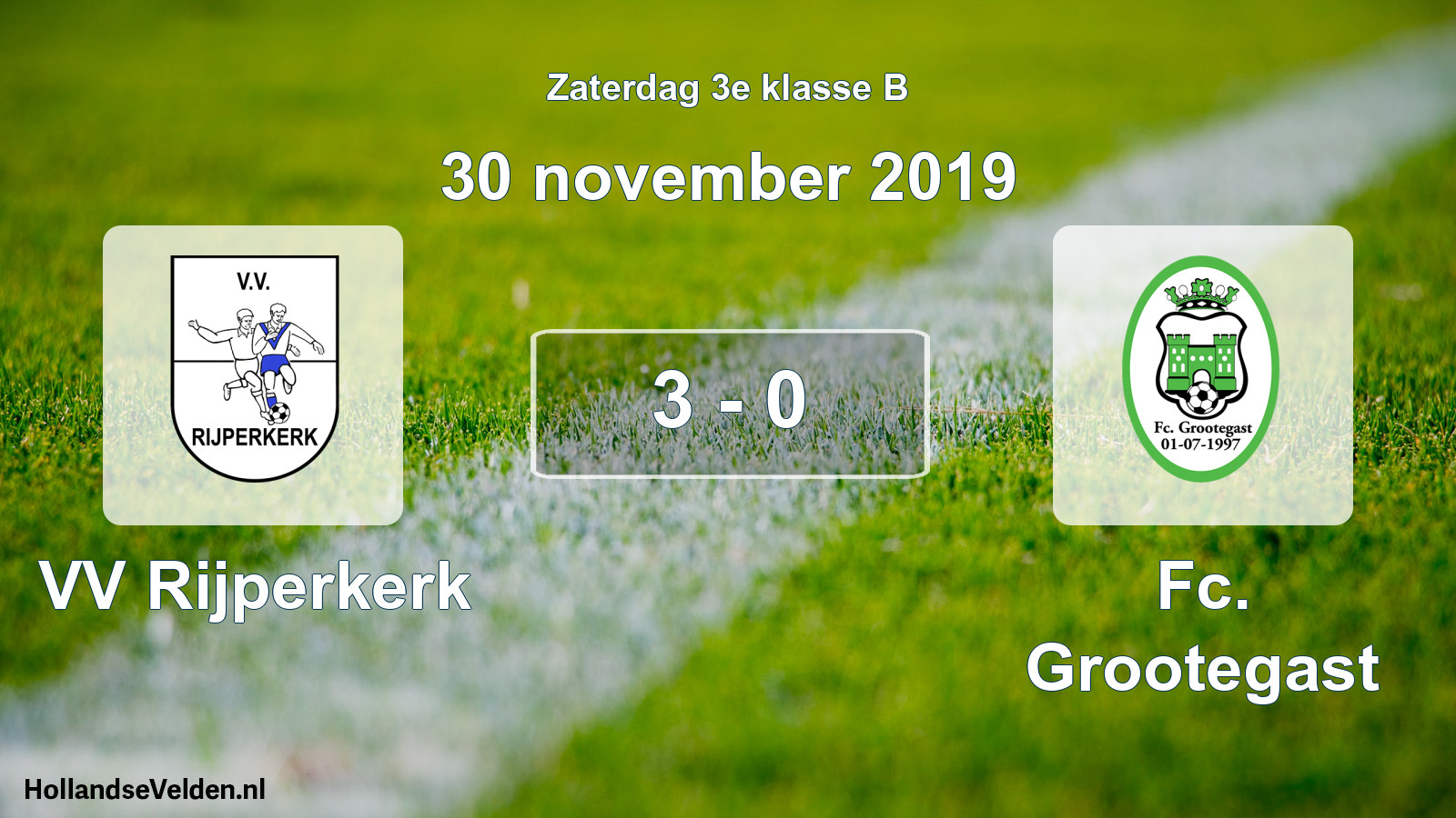 Total number of matches played: VV Rijperkerk - Fc. Grootegast 3 - 0 (30 November 2019)
