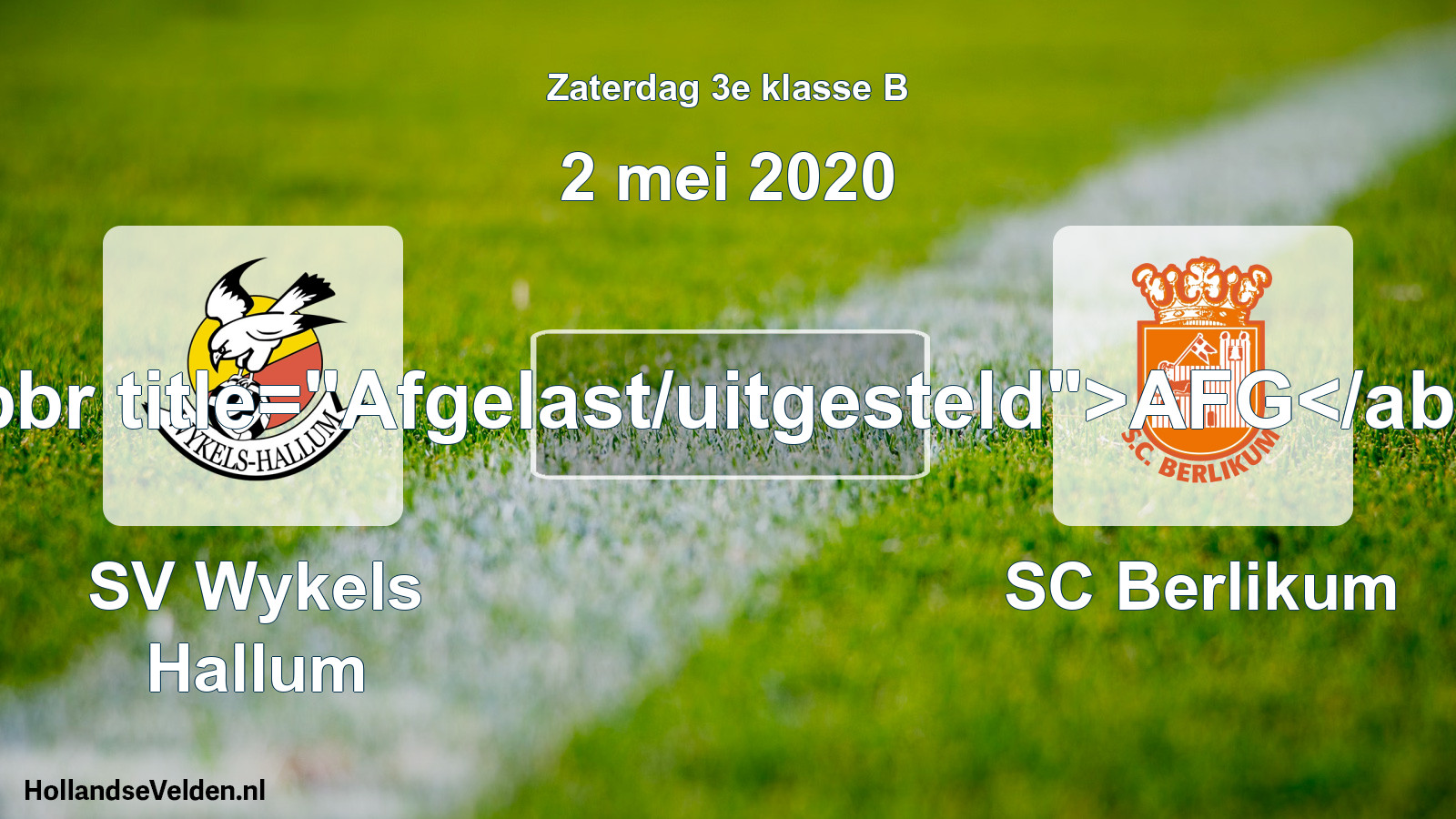 Scheduled Match: SV Wykels Hallum - SC Berlikum (2 May 2020)