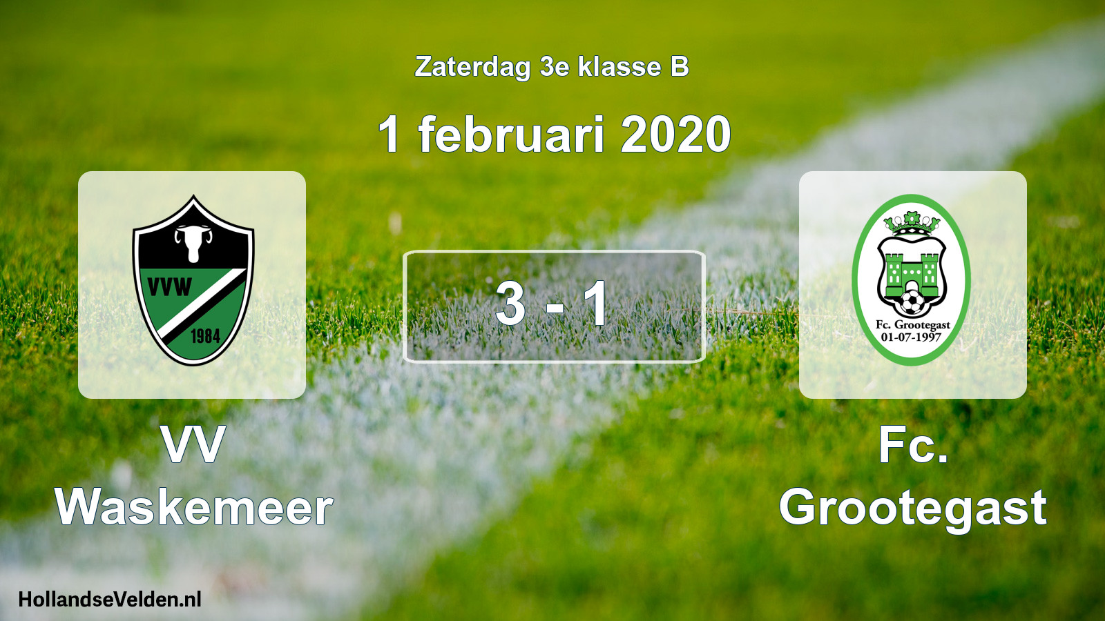 Total number of matches played: VV Waskemeer - Fc. Grootegast 3 - 1 (1 February 2020)