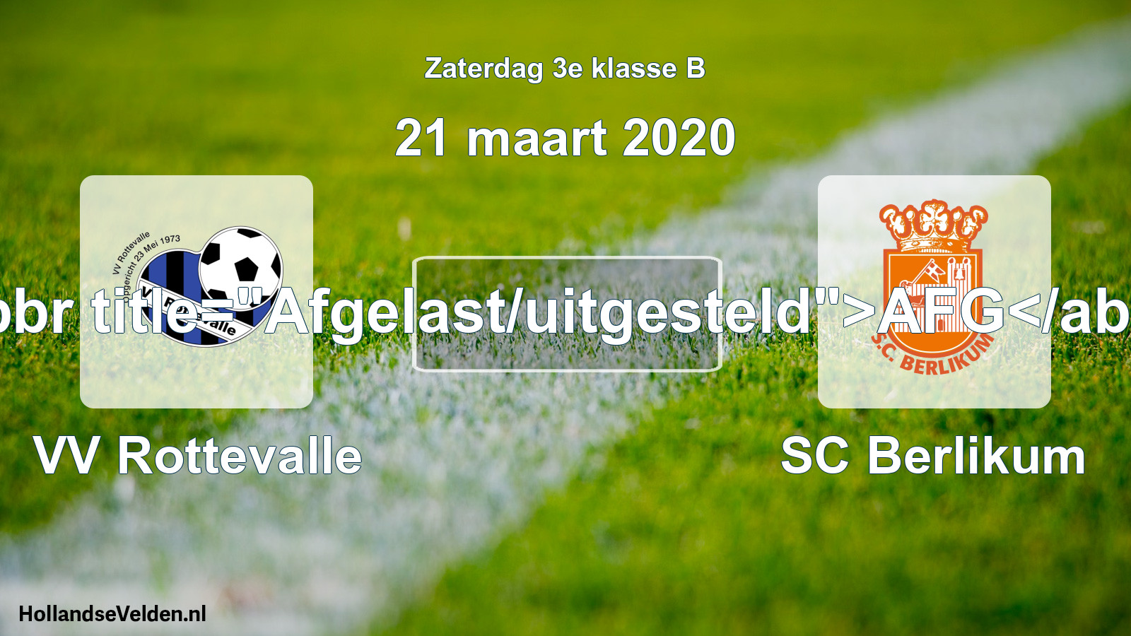 Scheduled Match: VV Rottevalle - SC Berlikum (21 March 2020)
