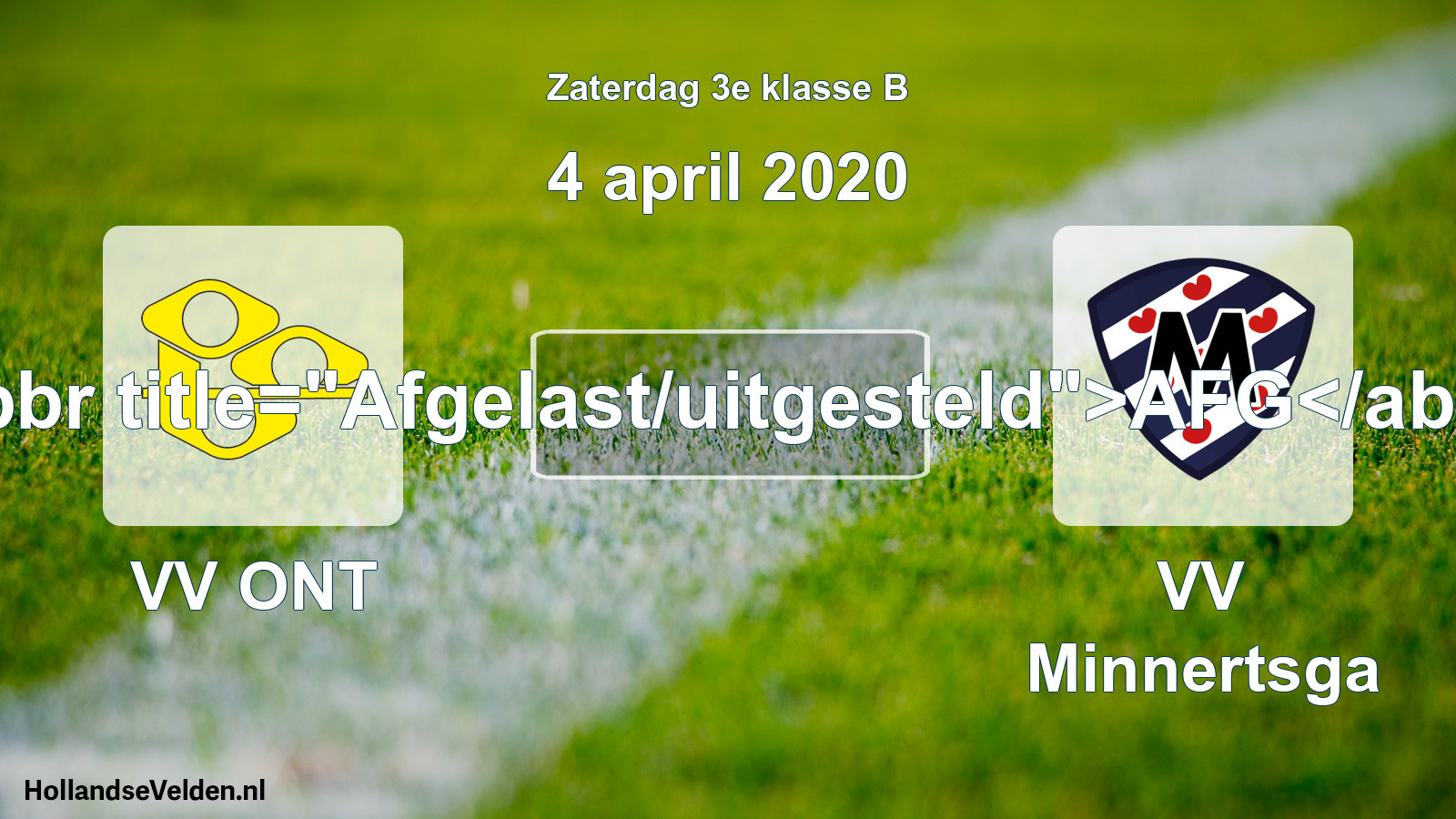Scheduled Match: VV ONT - VV Minnertsga (4 April 2020)
